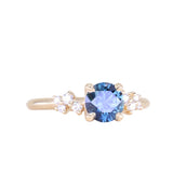 1.16ct Round Blue and Midnight Purple Montana Sapphire and Diamond Starry Night Low Profile Solitaire in 14k Yellow Gold