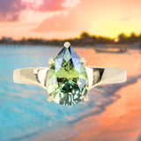 2.70ct Untreated Parti Color Pear Sapphire Low Profile 5 Prong Tapered Solitaire in 14k Yellow Gold