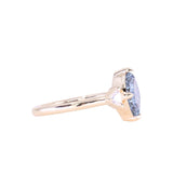 1.93ct Untreated Fantasy Cut Montana Sapphire and Diamond Antique Milgrain Three Stone Low Profile Ring in 14k Yellow Gold
