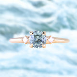 0.80ct Untreated Montana Sapphire and Princess Cut Diamond Rapids Low Profile Ring in 14k Yellow Gold