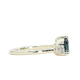 1.16ct Trillion Ocean Blue Sapphire and Natural Diamond Mountainscape Ring in 14k Green Gold