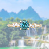 0.95ct Round Color-Shifting Montana Sapphire and Diamond Starry Night Low Profile Solitaire in 14k Yellow Gold