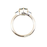 1.55ct Cushion Cut Montana Sapphire and Trillion Sapphire Antique Compass Set Low Profile Ring in 14k Yellow Gold