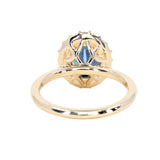 2.35ct Oval Parti Blue Untreated Nigerian Sapphire Antique-Style Diamond Halo Ring in 14k Yellow Gold
