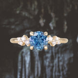 1.20ct Round Blue Montana Sapphire and Diamond Starry Night Low Profile Solitaire in 14k Yellow Gold