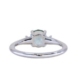 1.20ct Untreated Round Aqua Montana Sapphire and Princess Cut Diamond Rapids Low Profile Ring in 14k White Gold