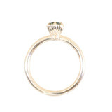 0.82ct Unheated Silky Light Seafoam Teal Montana Sapphire Scallop Cup Solitaire in 14k Yellow Gold