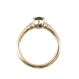 1.20ct Oval Brilliant Teal Montana Sapphire and Princess Cut Diamond Rapids Low Profile Ring in 14k Yellow Gold