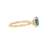 1.92ct Silky Teal Oval Nigerian Sapphire Evergreen Carved Solitaire in 14k Yellow Gold