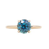 2.34ct Round Untreated Blue Montana Sapphire Classic 4 Prong Solitaire in 14k Yellow Gold- Appraised Stone