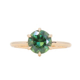 1.91ct Round Australian Green Sapphire Lotus Solitaire in 14k Yellow Gold