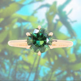 1.91ct Round Australian Green Sapphire Lotus Solitaire in 14k Yellow Gold