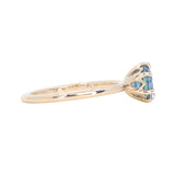 1.08ct Round Azure Blue Montana Sapphire Lotus Solitaire in 14k Yellow Gold