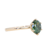 1.56ct Oval Australian Green and Teal Sapphire Lotus Solitaire in 14k Yellow Gold