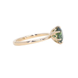 1.56ct Oval Australian Green and Teal Sapphire Lotus Solitaire in 14k Yellow Gold