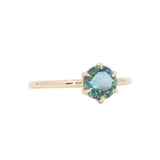 1.30ct Round Untreated Deep Green Nigerian Sapphire Lotus Solitaire in 14k Yellow Gold