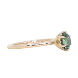 1.30ct Round Untreated Deep Green Nigerian Sapphire Lotus Solitaire in 14k Yellow Gold