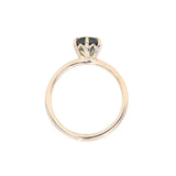 1.30ct Round Untreated Deep Green Nigerian Sapphire Lotus Solitaire in 14k Yellow Gold