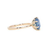 2.22ct Oval Blue Opalescent Untreated Nigerian Sapphire Lotus Solitaire in 14k Yellow Gold