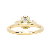 1.26ct Untreated Nigerian Oval Teal Blue Sapphire and Diamond Starry Night Stackable Solitaire in 18k Yellow Gold