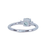 0.90ct Round Steely Blue Green Montana Sapphire and Princess Cut Diamond Rapids Low Profile Ring in 14k White Gold