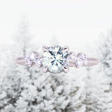 1.12ct Round Silvery Light Blue Montana Sapphire and Diamond Starry Night Low Profile Solitaire in 14k White Gold