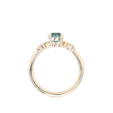 1.01ct Light Teal Montana Sapphire and Diamond Starry Night Low Profile Solitaire in 14k Yellow Gold