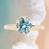 1.94ct Oval Precision Cut Untreated Blue Montana Sapphire Scallop Cup Solitaire in 14k Yellow Gold