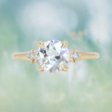 1.12ct Genuine Old European Cut Diamond and Princess Cut Diamond Rapids Low Profile Ring in 14k Yellow Gold