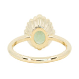 3.93ct Untreated Oval Seafoam Montana Sapphire Scallop Cup Solitaire in 14k Yellow Gold