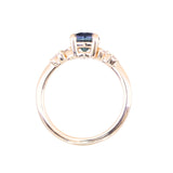 1.16ct Round Blue and Midnight Purple Montana Sapphire and Diamond Starry Night Low Profile Solitaire in 14k Yellow Gold