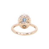 2.35ct Oval Glowy Teal Blue Untreated Nigerian Sapphire Antique-Style Diamond Halo Ring in 14k Yellow Gold