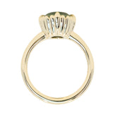 3.93ct Untreated Oval Seafoam Montana Sapphire Scallop Cup Solitaire in 14k Yellow Gold