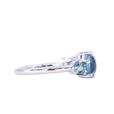 Teal Tourmaline and Sapphire Mosaic Low Profile Ring in 14k White Gold