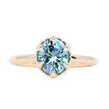 1.94ct Oval Precision Cut Untreated Blue Montana Sapphire Scallop Cup Solitaire in 14k Yellow Gold