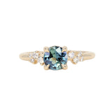 0.88ct Round Madagascar Sapphire and Diamond Starry Night Low Profile Solitaire in 14k Yellow Gold