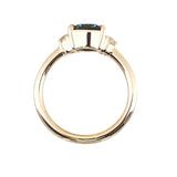 1.08ct Untreated Trillion Australian Sapphire and Antique Diamond Mountainscape Ring in 14k Yellow Gold