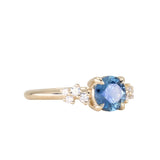 1.20ct Round Blue Montana Sapphire and Diamond Starry Night Low Profile Solitaire in 14k Yellow Gold