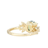 1.55ct Untreated Oval Green Sapphire and Lab Grown Marquise Diamond Cluster Ring in 14k Yellow Gold