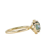 2.01ct Oval Untreated Madagascar Sapphire Six Prong Halo Stackable Ring in 14k Yellow Gold