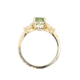 1.55ct Untreated Oval Green Sapphire and Lab Grown Marquise Diamond Cluster Ring in 14k Yellow Gold