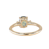 1.20ct Oval Brilliant Teal Montana Sapphire and Princess Cut Diamond Rapids Low Profile Ring in 14k Yellow Gold