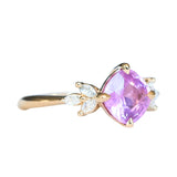 1.79ct Cushion Cut Pink Sapphire and Diamond Cluster Ring in 14k Yellow Gold