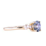 1.36ct Lavender Purple-Blue Montana Sapphire and Diamond Starry Night Low Profile Solitaire in 14k Yellow Gold