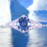 2.12ct Blue Montana Sapphire Diamond-Studded Tapered Solitaire in 14k White Gold
