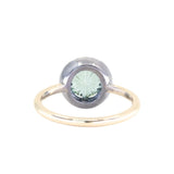 1.81ct Round Fantasy Carved Untreated Montana Sapphire and Antiqued Diamond Halo ring in 14k Yellow Gold