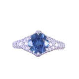 2.12ct Blue Montana Sapphire Diamond-Studded Tapered Solitaire in 14k White Gold