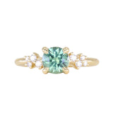 1.21ct Unheated Teal Seafoam Green Montana Sapphire and Diamond Starry Night Low Profile Solitaire in 18k Yellow Gold