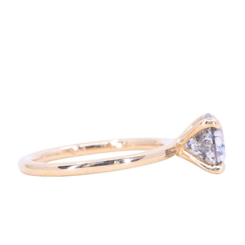 1.71ct Round Brilliant Salt & Pepper Diamond Classic 4 Prong Solitaire in 14k Yellow Gold