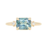 1.97ct East-West Cushion Cut Blue Sapphire and Princess Cut Diamond Rapids Low Profile Ring in 14k Yellow Gold